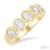 1 1/2 Ctw 5-Stone Bezel Set Oval Cut Diamond Fashion Band in 14K Yellow Gold